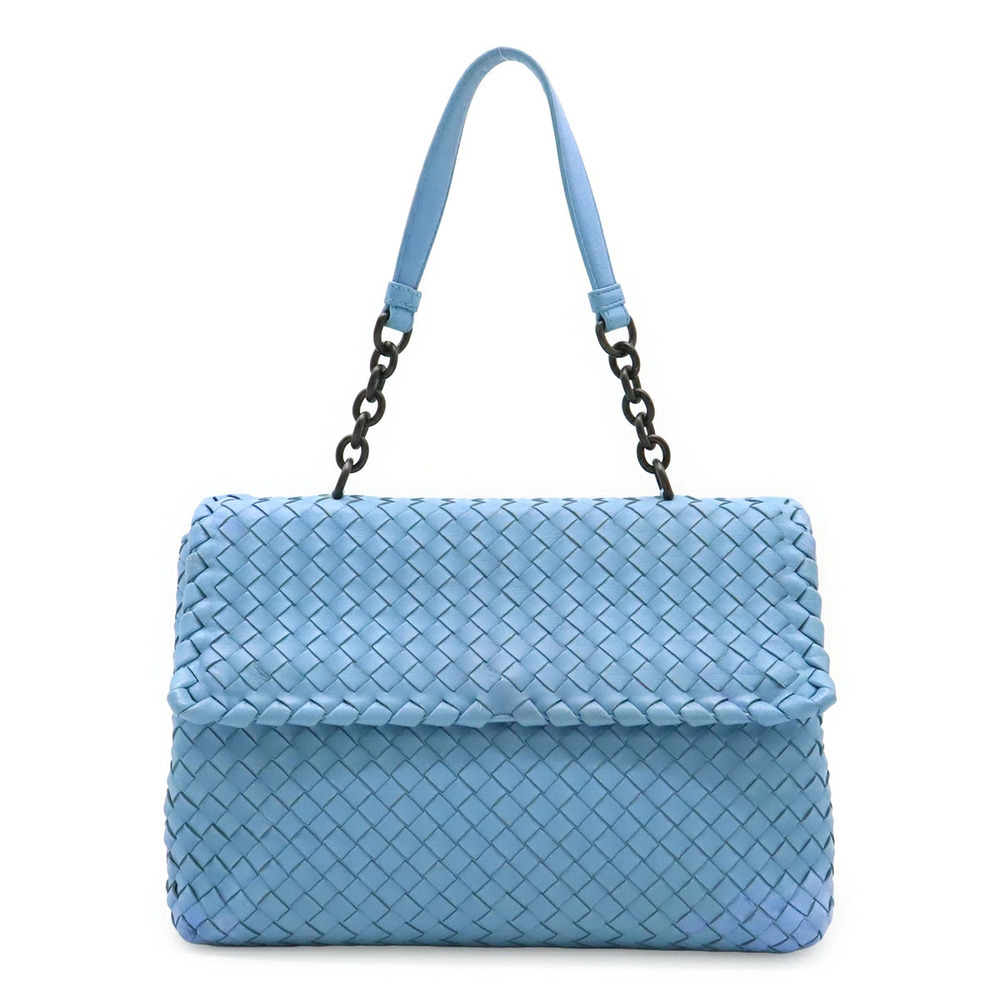 BOTTEGA VENETA Intrecciato Olympia Chain Shoulder Bag Hobo Leather Blue
